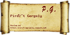 Pirót Gergely névjegykártya